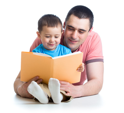 Father and son reading